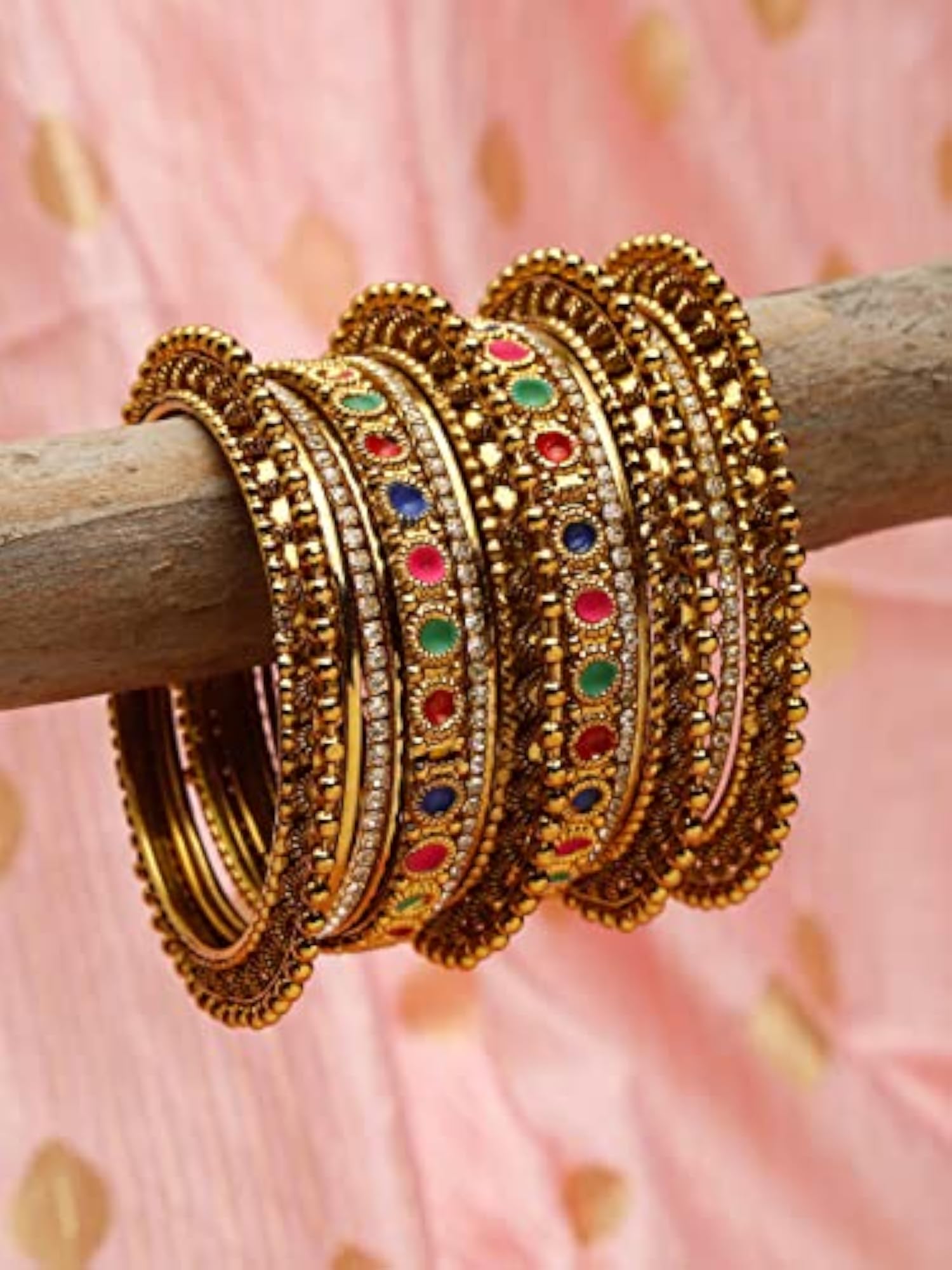 Antique Plated Traditional Bangle Set of 18